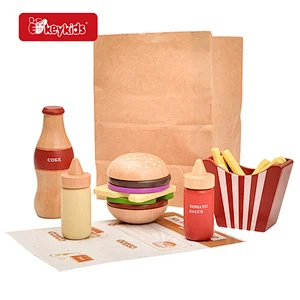 New Design Hamburger Shop Pretend Play Wooden Play Food Set For Kids W10D783