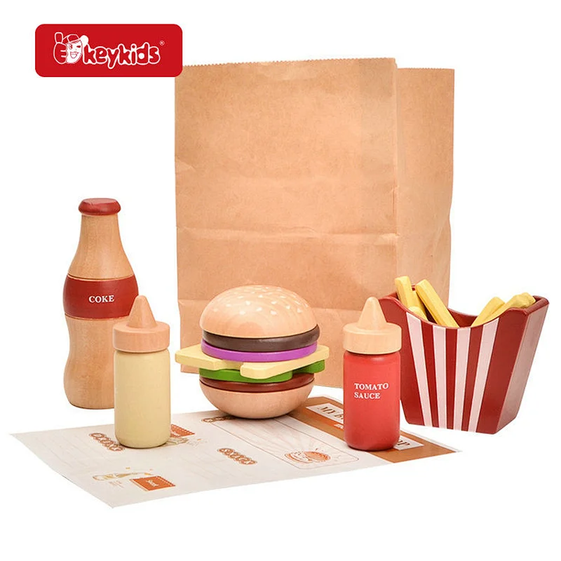 New Design Hamburger Shop Pretend Play Wooden Play Food Set For Kids W10D783